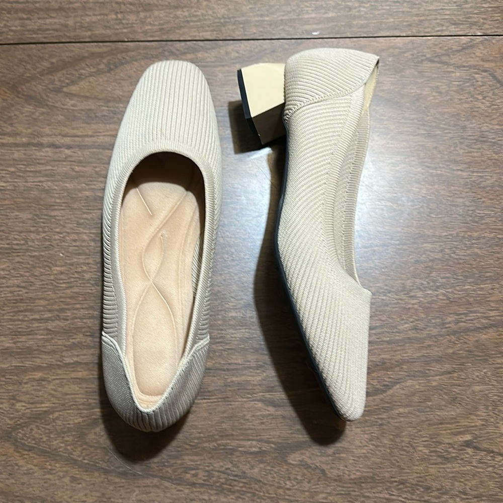 Eftcal Women's Knit Chunky Heel Pumps